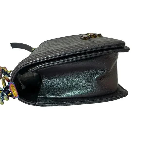 Chanel Purple Mermaid Boy Bag 16C Iridescent Old Medium Classic Quilted Flap CC - Picture 9 of 16